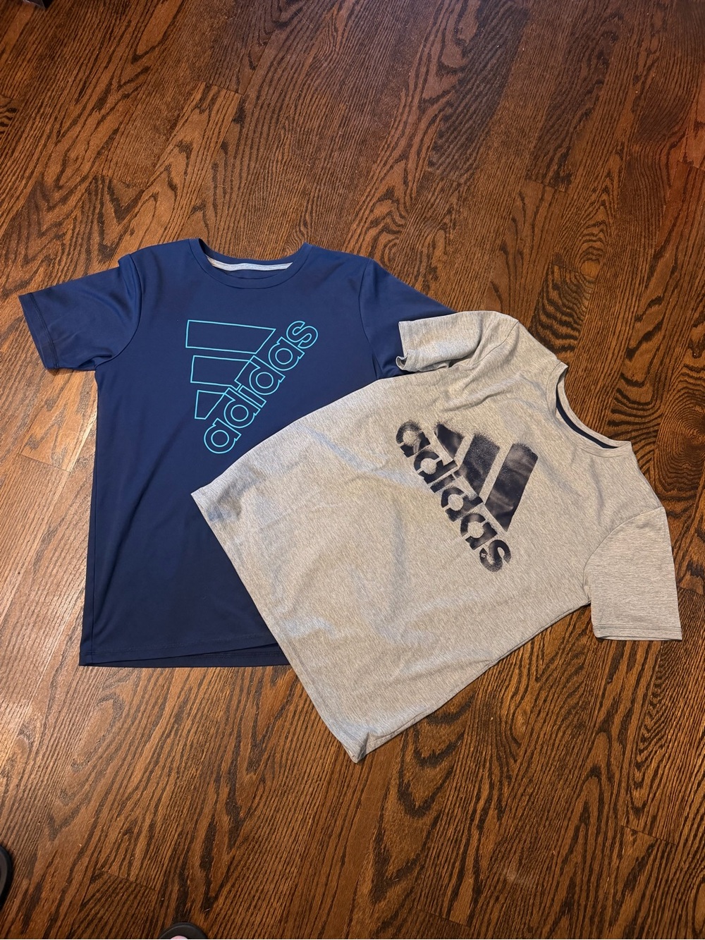 Adidas Kids' Short Sleeve Logo Tee - Navy & Gray size L